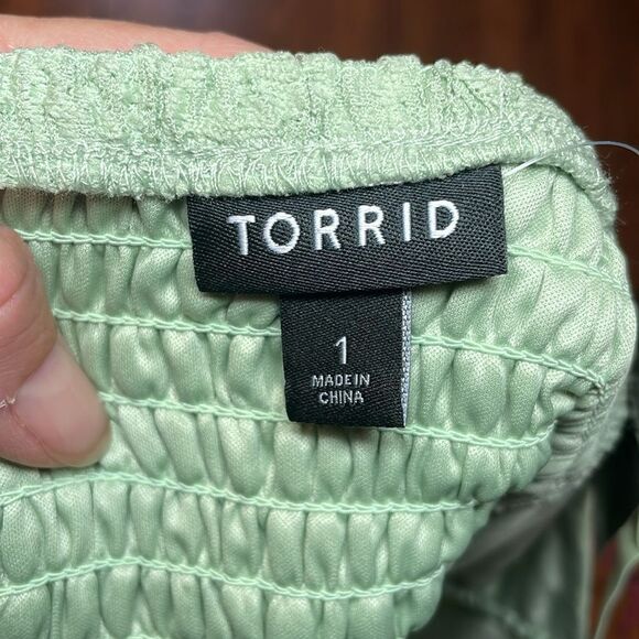 Torrid Lace power Mesh Crop Corset, smoke green, 1X, 14-16 - Picture 5 of 6